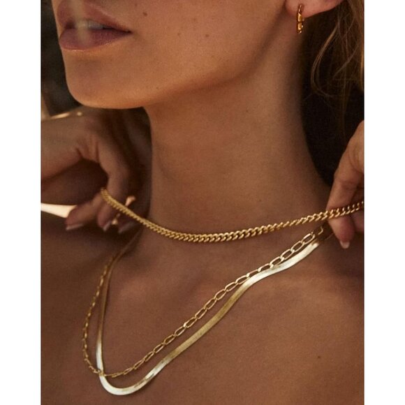 ⚡Snake Chain Herringbone Necklace For Women Gold Filled 14K Gold Silver Plated - Picture 5 of 7